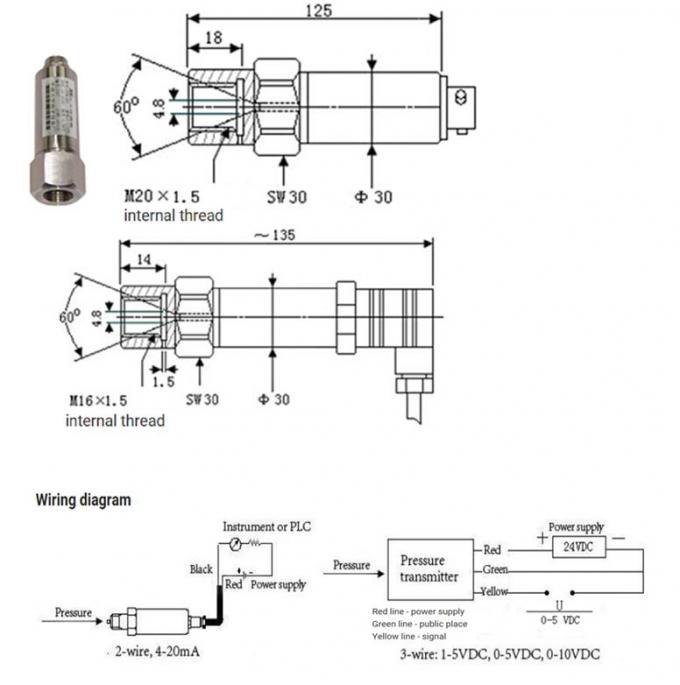 مبدل فشار هوای 10VDC فوق العاده بالا 1500MPa مبدل فشار اتمی 3